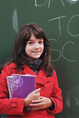 Image showing happy school girl on math classes