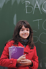 Image showing happy school girl on math classes