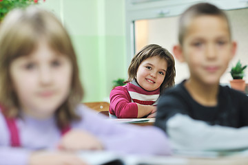 Image showing happy child  in schoold have fun and learning leassos