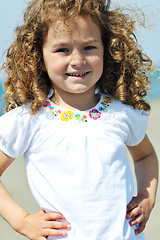 Image showing little female  child portrait on the beach