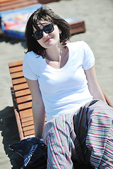 Image showing young woman relax on beach