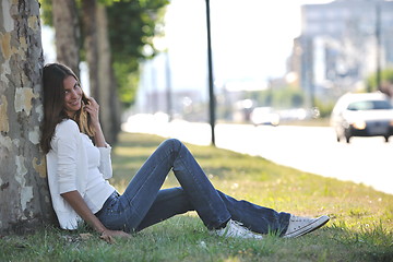 Image showing young woman havefun at street 