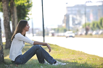 Image showing young woman havefun at street 