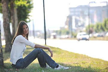 Image showing young woman havefun at street 