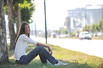 Image showing young woman havefun at street 