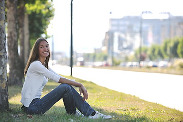 Image showing young woman havefun at street 