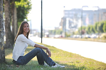 Image showing young woman havefun at street 