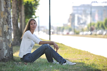 Image showing young woman havefun at street 