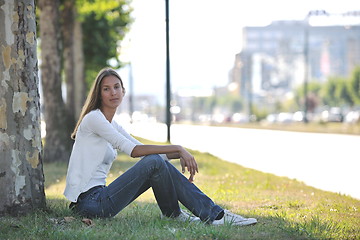 Image showing young woman havefun at street 