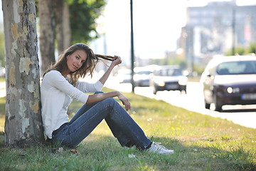 Image showing young woman havefun at street 