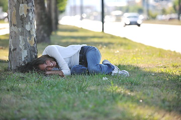 Image showing young woman havefun at street 