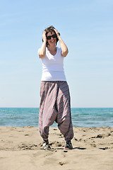 Image showing young woman relax  on beach