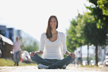 Image showing yoga at sunny street