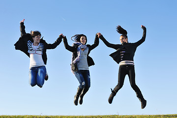 Image showing group of teens have fun outdoor