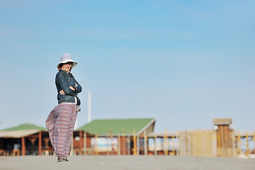 Image showing young woman relax  on beach