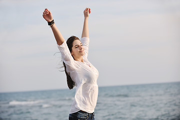 Image showing young woman enjoy on beach