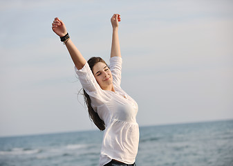 Image showing young woman enjoy on beach