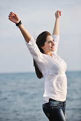 Image showing young woman enjoy on beach