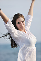 Image showing young woman enjoy on beach