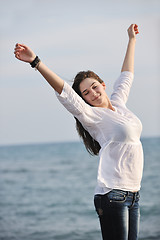 Image showing young woman enjoy on beach