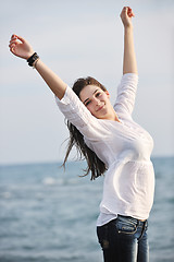 Image showing young woman enjoy on beach