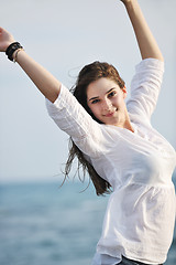 Image showing young woman enjoy on beach