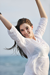 Image showing young woman enjoy on beach