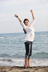 Image showing young woman enjoy on beach