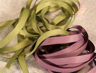 Image showing Lavender and Green Ribbon