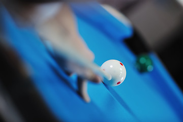 Image showing young man play pro billiard game 