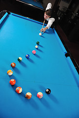 Image showing young man play pro billiard game 