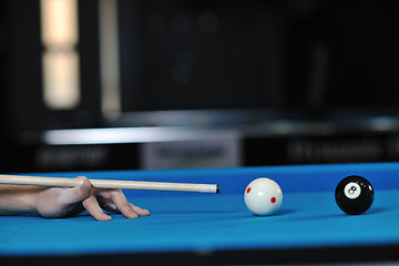 Image showing young man play pro billiard game 