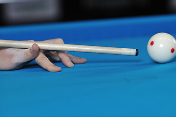 Image showing young man play pro billiard game 