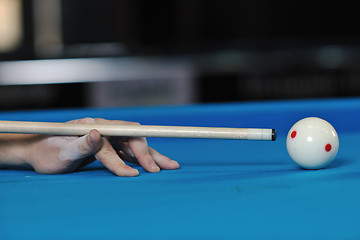 Image showing young man play pro billiard game 