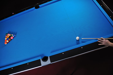 Image showing young man play pro billiard game 