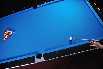 Image showing young man play pro billiard game 