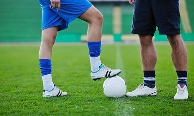 Image showing football players in competition for the ball