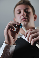 Image showing young man play pro billiard game 