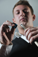 Image showing young man play pro billiard game 