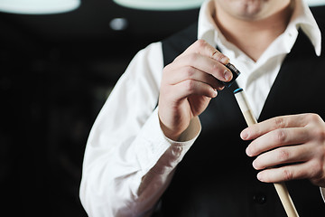 Image showing young man play pro billiard game 