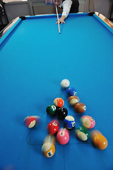 Image showing young man play pro billiard game 