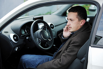 Image showing man using car navigation