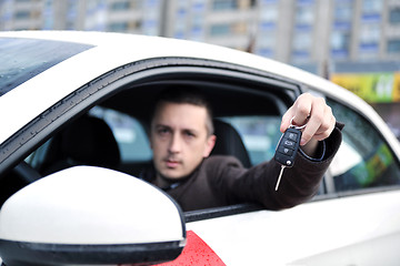 Image showing man using car navigation