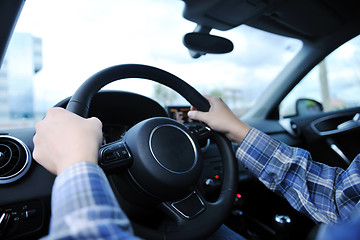 Image showing man using car navigation