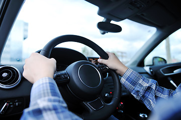 Image showing man using car navigation