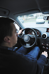 Image showing man using car navigation