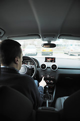 Image showing man using car navigation