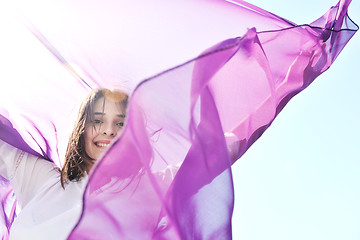 Image showing young woman relax  on beach