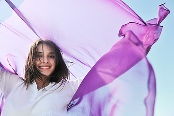 Image showing young woman enjoy on beach