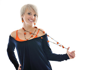 Image showing happy young girl isolated on white in studio